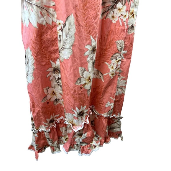 NWT Pacific Legend Hibiscus Pink Cotton Hawaiian Ruffle Long Muumuu Dress 2XL - Picture 11 of 16